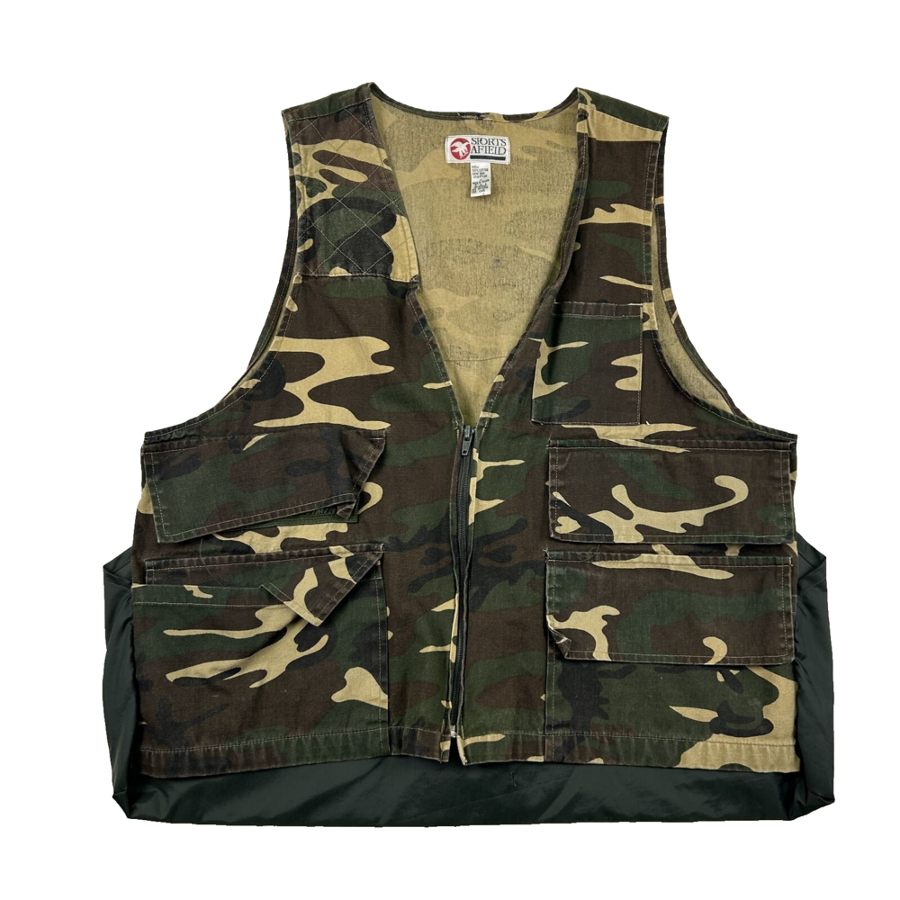 Sports Afield Military Vest Mens Large Camouflage Hunting Army Cotton